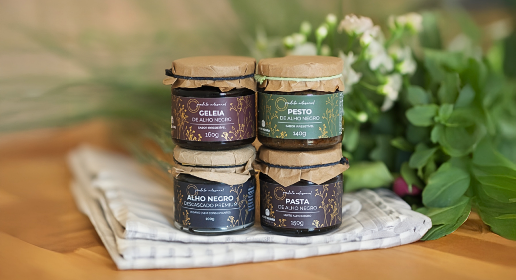 Linha de produtos de alho negro da Alho Negro do Sítio