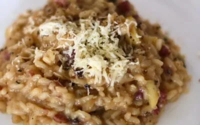 Risoto de Alho Negro, Maçã e Bacon