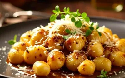 Nhoque com molho cremoso de Alho Negro e parmesão