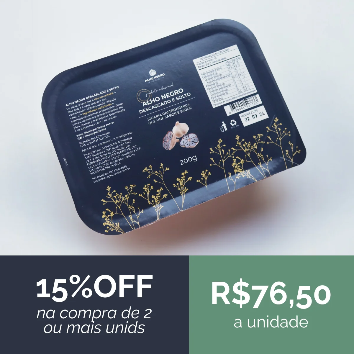 Alho Negro Descascado e Solto 200g