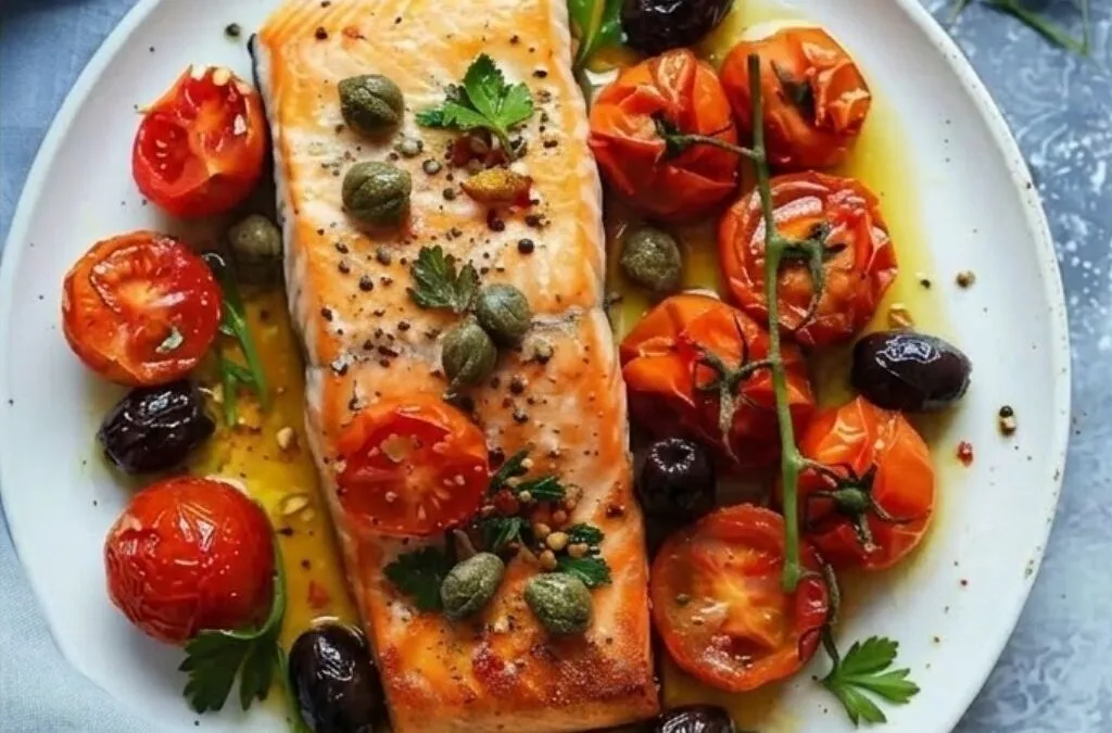 Salmão Mediterrâneo com Azeite de Alho Negro