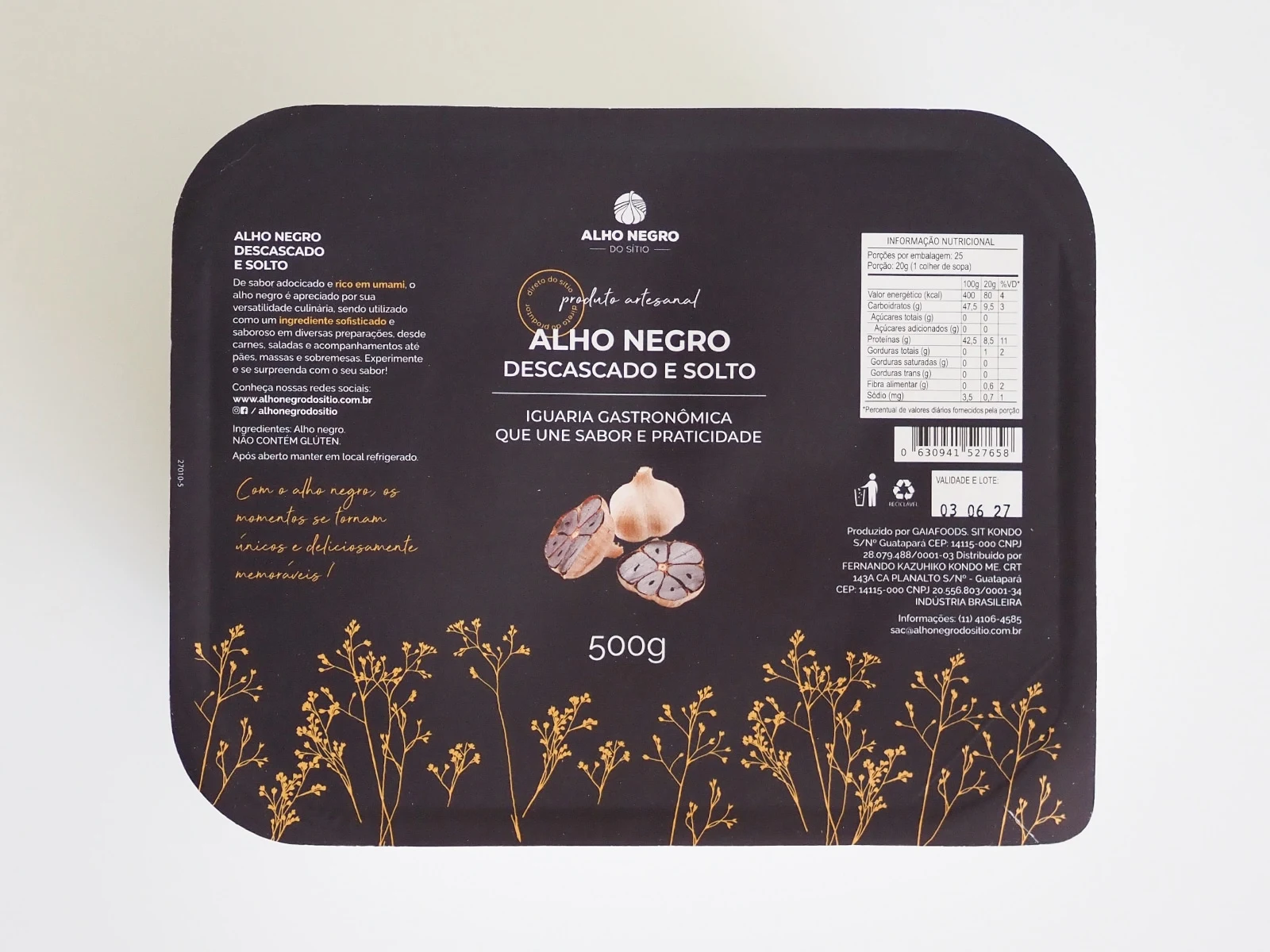 Alho Negro Descascado 500g